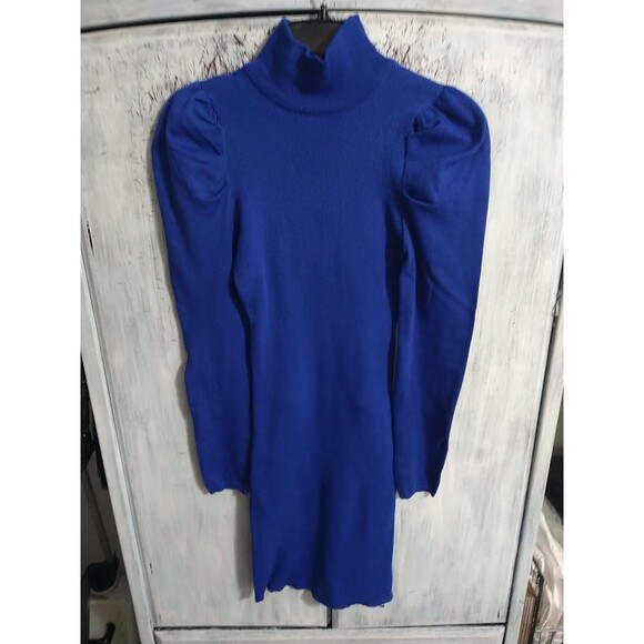 New Look Puff Sleeve Dress Medium Blue Boho Feminine Y2K Vintage - Picture 3 of 10